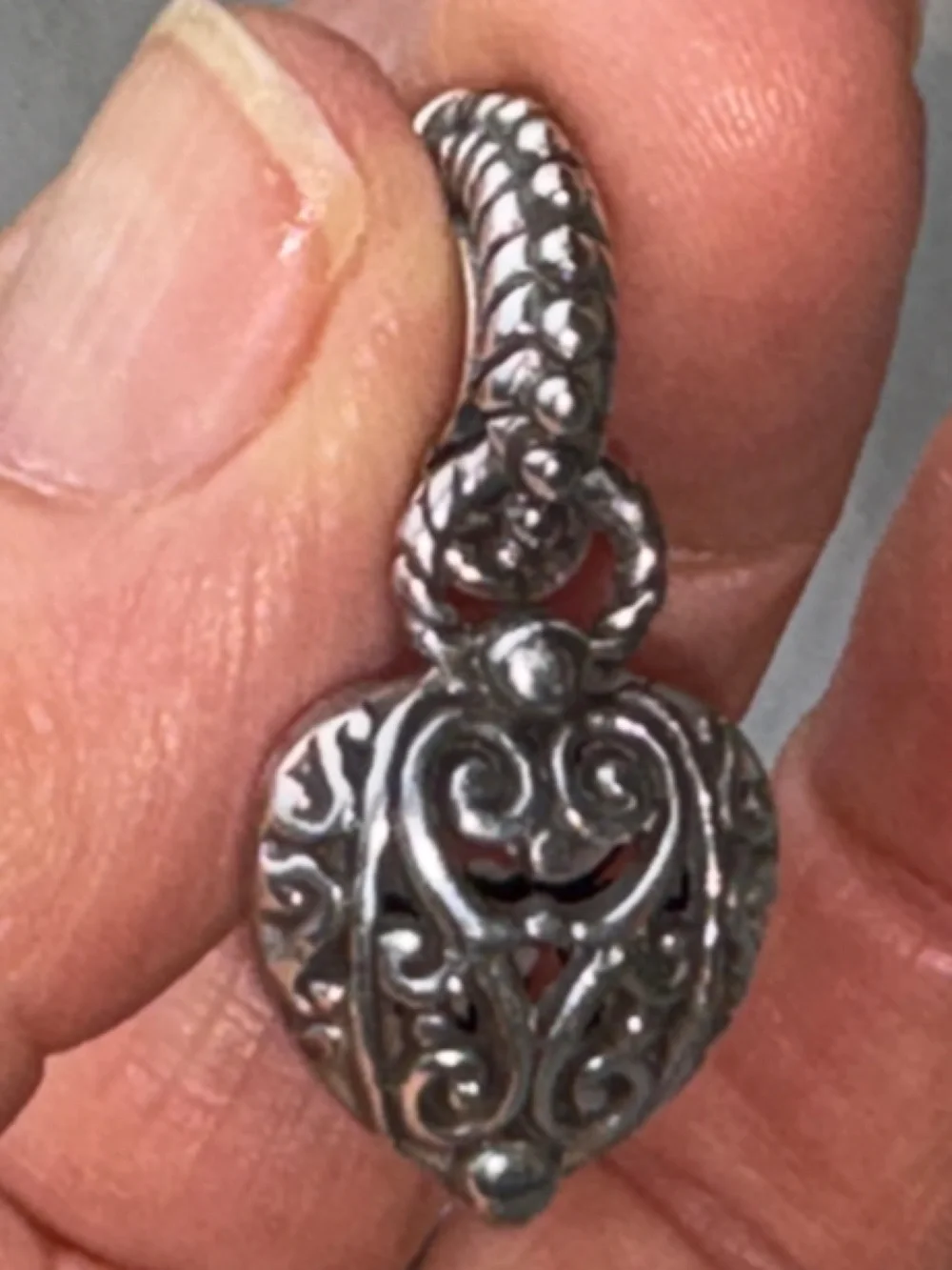 Brighton Bibi Heart Silver Scroll Puffy Heart Post Drop Earrings - Retired